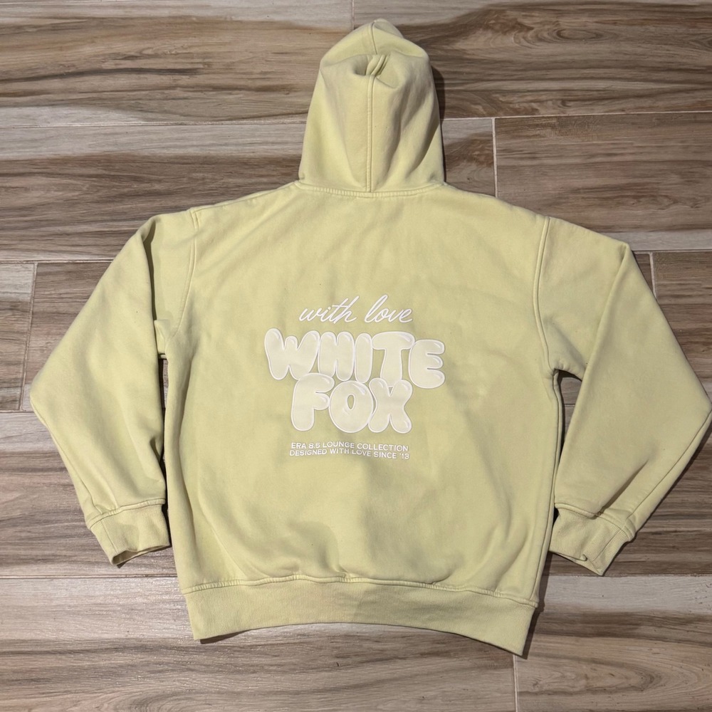 White Fox Boutique Era 8.5 Lounge Collection Hoodie Yellow M/L Oversized Top